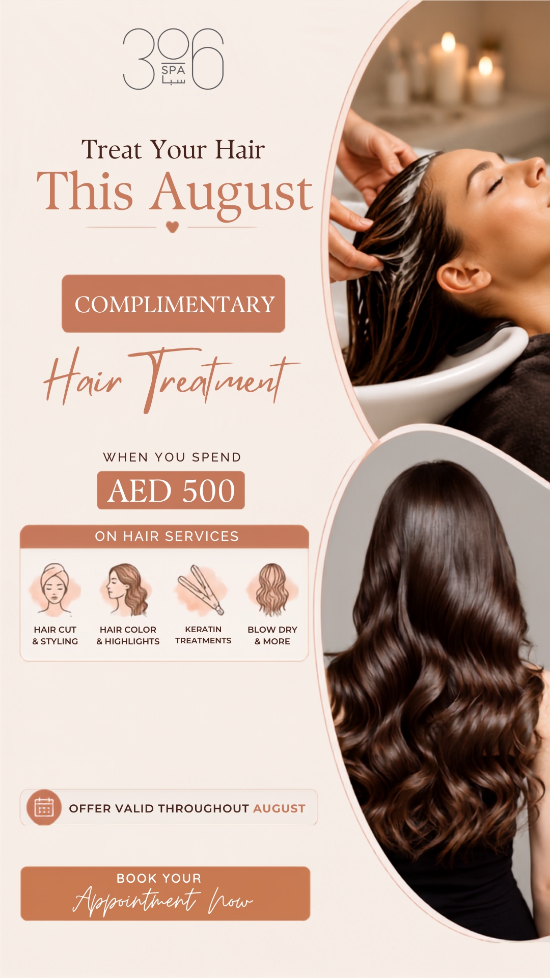 Complimentary hair treatment August offer at 306 Spa