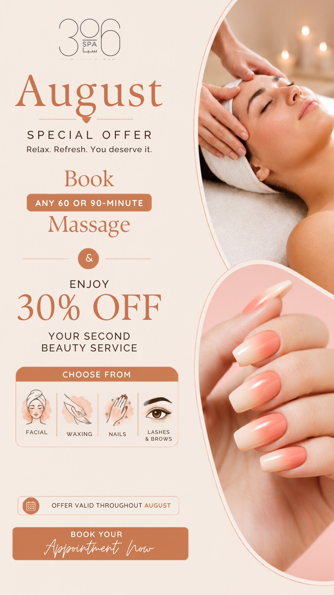 August massage offer at 306 Spa